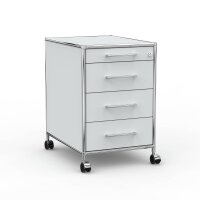 Rollcontainer 05601 - 60cm - 4 Schubladen Holz Lichtgrau Schloss 030