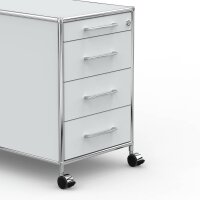 Rollcontainer 05601 - 60cm - 4 Schubladen Holz Lichtgrau Schloss 030