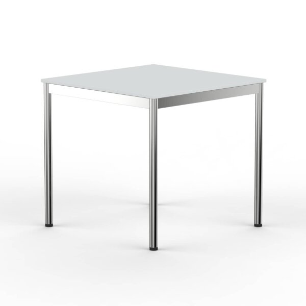 Schreibtisch Konferenztisch VST1 - 100 x 100 cm 19mm Lichtgrau ABS Weiss Ohne Kabeldurchlass Ohne Kabelkanal