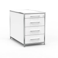 Standcontainer 05801 - 80cm - 4 Schubladen Holz Weiss Schloss 092