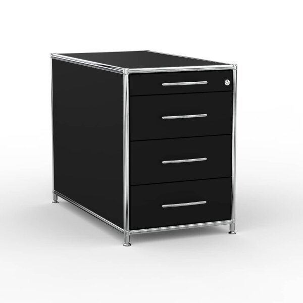 Standcontainer 05801 - 80cm - 4 Schubladen Holz Schwarz Schloss 029