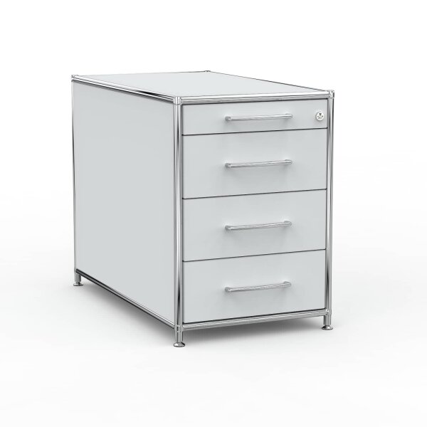 Standcontainer 05801 - 80cm - 4 Schubladen Holz Lichtgrau Schloss 080