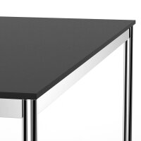 Schreibtisch Konferenztisch VST1 - 120 x 60 cm 19mm Schwarz ABS Weiss Hinten Links + Mitte Ohne Kabelkanal