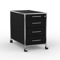 Rollcontainer 05801 - 80cm - 4 Schubladen Holz Schwarz Schloss 074