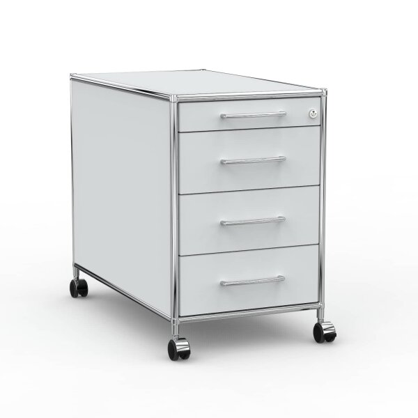 Rollcontainer 05801 - 80cm - 4 Schubladen Holz Lichtgrau Schloss 050