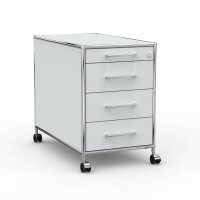 Rollcontainer 05801 - 80cm - 4 Schubladen Holz Lichtgrau Schloss 050