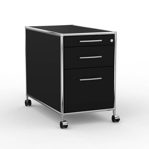Rollcontainer 05802 - 80cm - Hängeregistratur Holz Schwarz Schloss 093