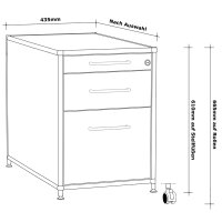 Rollcontainer 05802 - 80cm - Hängeregistratur Holz Lichtgrau Schloss 107