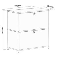 Sideboard 02101 - 2 x Schublade Metall Graphitschwarz RAL 9011