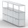 Highboard 03523 - 3 x offenes Fach 6 x Klappe - Metall Lichtgrau RAL 7035