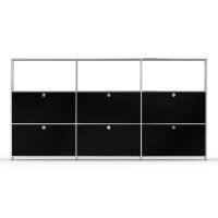 Highboard 03523 - 3 x offenes Fach 6 x Klappe - Metall Graphitschwarz RAL 9011