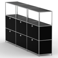Highboard 03523 - 3 x offenes Fach 6 x Klappe - Metall Graphitschwarz RAL 9011