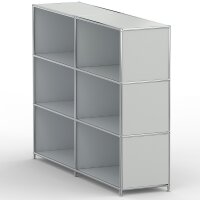 Regal 04110 - 6 x offenes Fach - Metall Lichtgrau RAL 7035