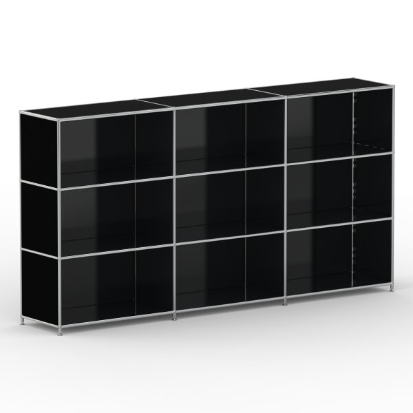 Regal 04111 - 9 x offenes Fach - Metall Graphitschwarz RAL 9011