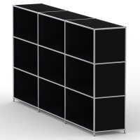Regal 04111 - 9 x offenes Fach - Metall Graphitschwarz RAL 9011