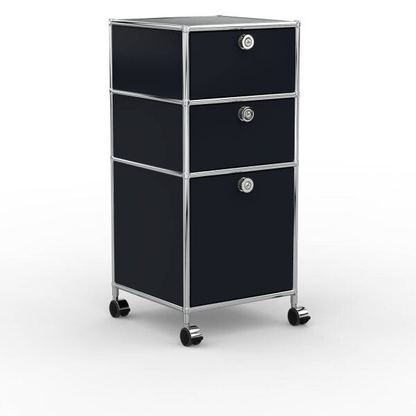 Rollcontainer 05007 - 40cm - 2xES 1xHG Metall Graphitschwarz RAL 9011