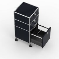 Rollcontainer 05007 - 40cm - 2xES 1xHG Metall Graphitschwarz RAL 9011