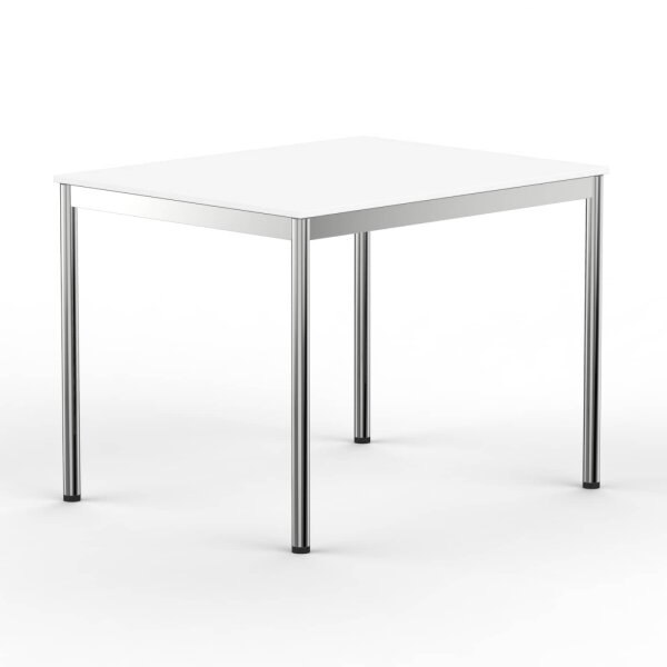 Schreibtisch Konferenztisch VST1 - 120 x 75 cm 19mm Weiss ABS Lichtgrau Ohne Kabeldurchlass Ohne Kabelkanal
