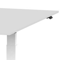 Elektrischer Schreibtisch VES1 - 180 x 80 cm 19mm Tischplatte Weiss ABS Schwarz Gestell Schwarz Hinten Mitte Mit Kabelkanal