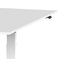 Elektrischer Schreibtisch VES1 - 180 x 80 cm 19mm Tischplatte Weiss ABS Schwarz Gestell Schwarz Hinten Mitte Mit Kabelkanal