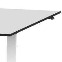 Elektrischer Schreibtisch VES1 - 180 x 80 cm 19mm Tischplatte Weiss ABS Schwarz Gestell Schwarz Hinten Mitte Mit Kabelkanal