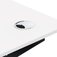 Elektrischer Schreibtisch VES1 - 180 x 80 cm 19mm Tischplatte Weiss ABS Schwarz Gestell Schwarz Hinten Mitte Mit Kabelkanal