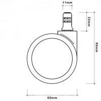 Hartbodenrollen 65mm - Stift 11mm mit Kunststoffring (5 Stk.) Schwarz / Grau (PU) - lastabhängig gebremst