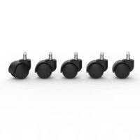 Weichbodenrollen 50mm - Stift 11mm mit Kunststoffring (5 Stk.) Nylon schwarz