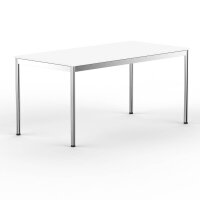 Schreibtisch Konferenztisch VST1 - 140 x 70 cm 19mm Weiss ABS Schwarz Hinten Mitte Ohne Kabelkanal