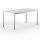 Schreibtisch Konferenztisch VST1 - 140 x 90 cm 19mm Lichtgrau ABS Weiss Hinten Links Ohne Kabelkanal