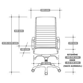 Montreal Design Chefsessel Leder Schwarz SH 46-54cm Lieferung zerlegt