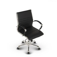 Montreal Design Bürostuhl Leder Schwarz SH 46-54cm Lieferung montiert