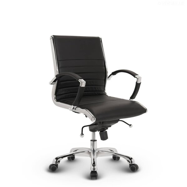 Montreal Design Bürostuhl Leder Schwarz SH 52-64cm Lieferung zerlegt