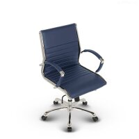 Montreal Design Bürostuhl Leder Blau SH 46-54cm Lieferung montiert