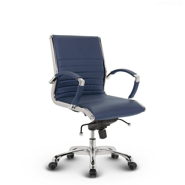 Montreal Design Bürostuhl Leder Blau SH 52-64cm Lieferung montiert