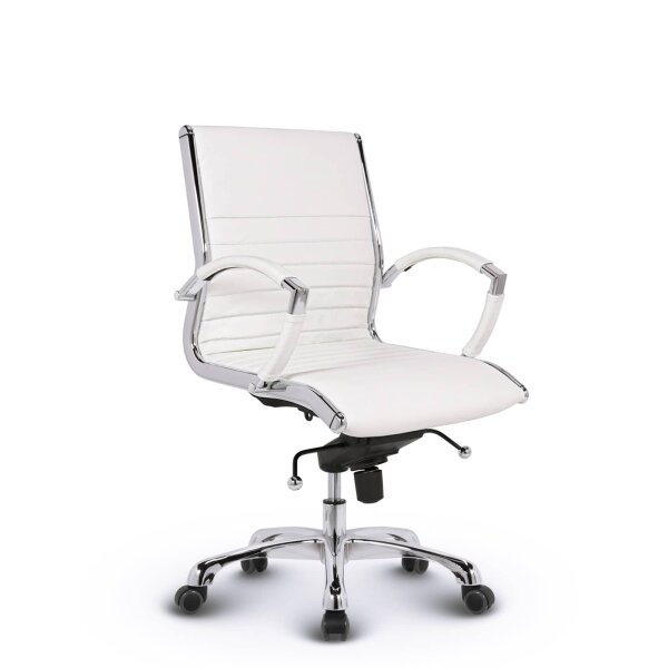Montreal Design Bürostuhl Leder Weiss SH 52-64cm Lieferung zerlegt