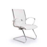 Montreal Design Besucherstuhl Konferenzstuhl Leder Weiss Lieferung montiert