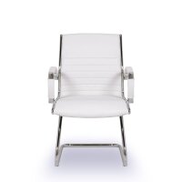 Montreal Design Besucherstuhl Konferenzstuhl Leder Weiss Lieferung montiert