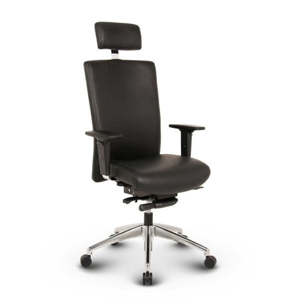 Terox Profi Chefsessel Leder Schwarz SH 48-60cm Lieferung montiert