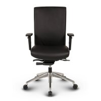 Terox Profi Bürostuhl Leder Schwarz SH 48-60cm Lieferung montiert