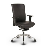 Terox Profi Bürostuhl Leder Schwarz SH 54-66cm Lieferung montiert