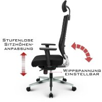 V1301 Profi+ Chefsessel Stoff Schwarz SH 51-63cm Lieferung zerlegt