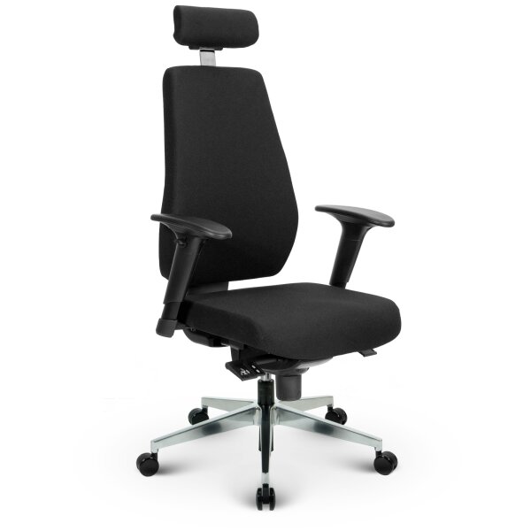 V1404 Profi+ Chefsessel Stoff Schwarz SH 50-63cm Lieferung montiert