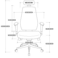 V1404 Profi+ Chefsessel Stoff Schwarz SH 50-63cm Lieferung montiert
