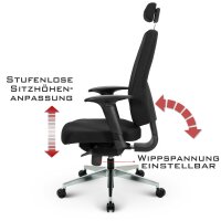 V1404 Profi+ Chefsessel Stoff Schwarz SH 50-63cm Lieferung montiert