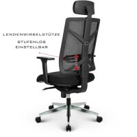 V1801 Profi+ Chefsessel Stoff Schwarz SH 53-65cm Lieferung zerlegt