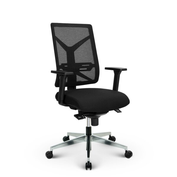 V1801 Profi+ Bürostuhl Stoff/Mesh Schwarz SH 53-65cm Lieferung zerlegt