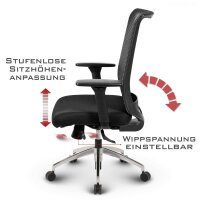 Tanda Profi Bürostuhl Stoff/Mesh Schwarz SH 49-61cm Lieferung montiert